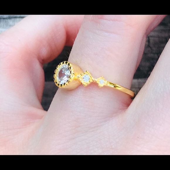 925 silver/ gold Stacking rings Sapphire + - Picture 11 of 16